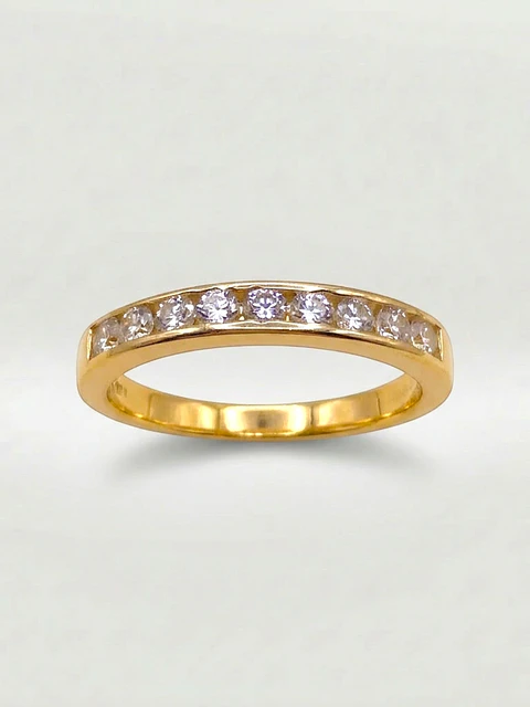 Anillo Medio Cintillo Resplandor Circón Oro 18k