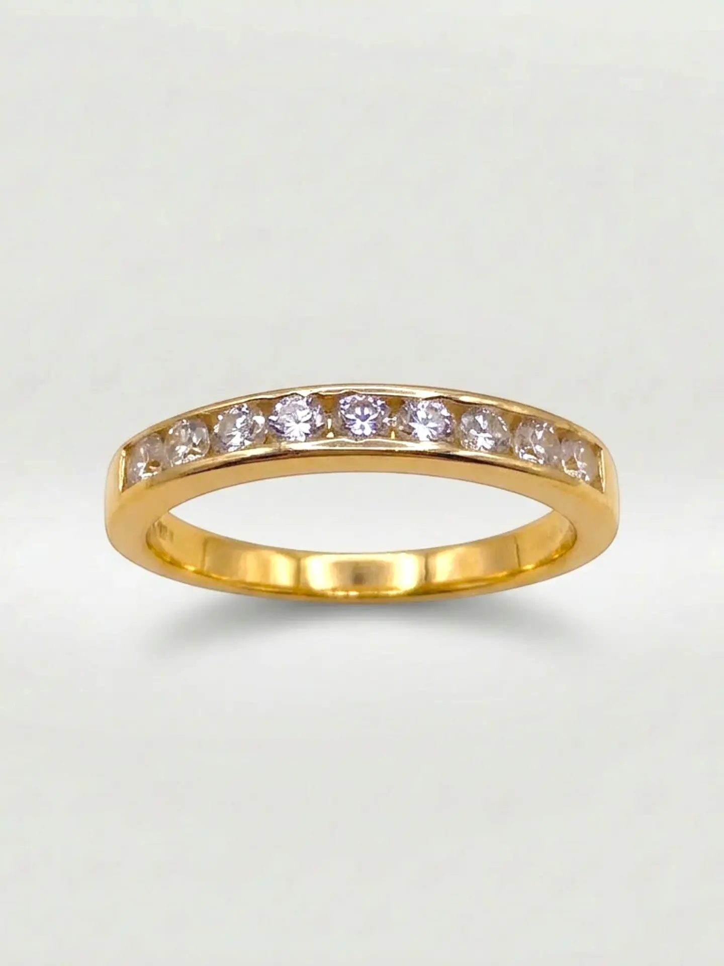 Anillo Medio Cintillo Resplandor Circón Oro 18k 1