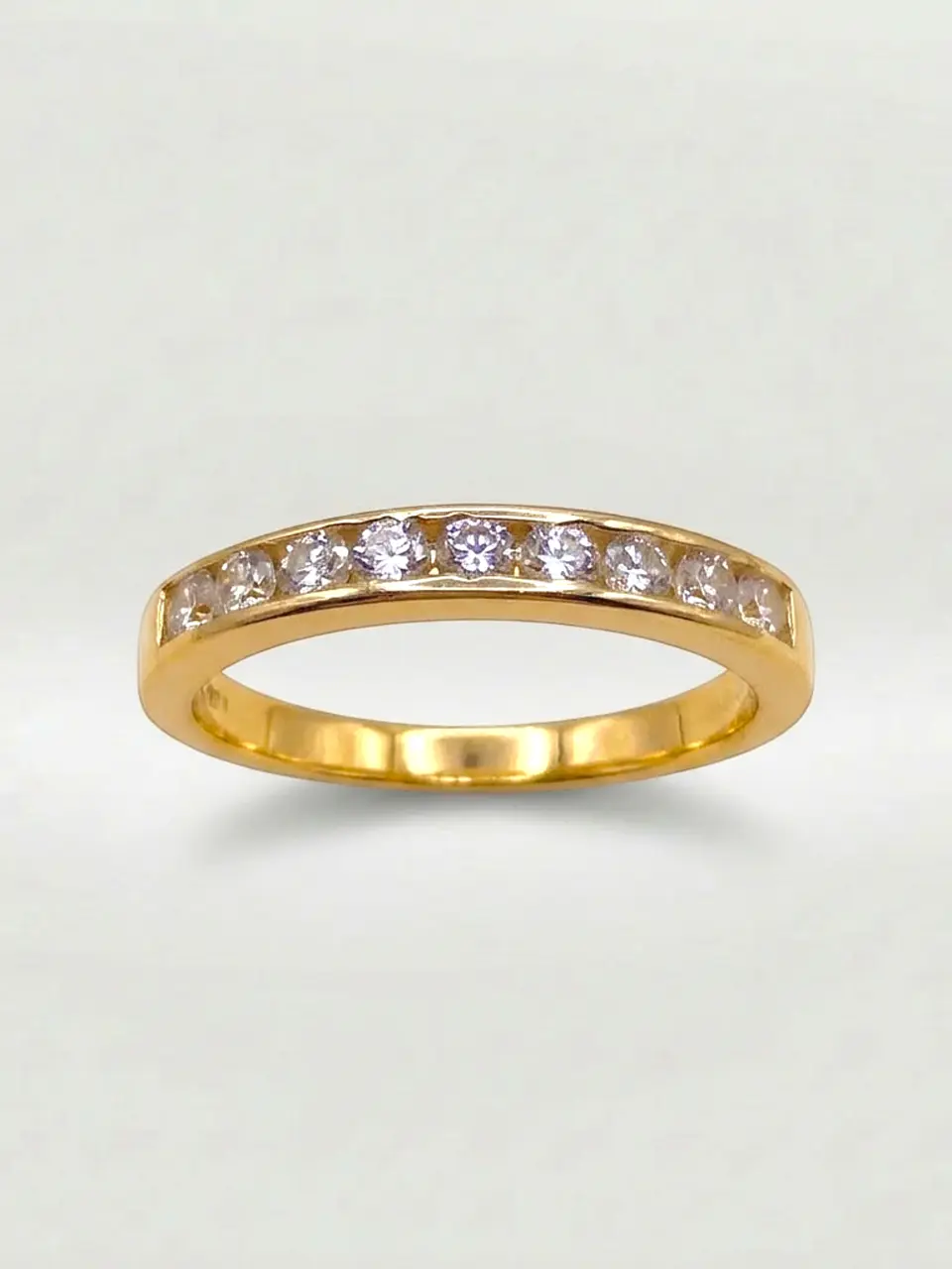 Anillo Medio Cintillo Resplandor Circón Oro 18k 1