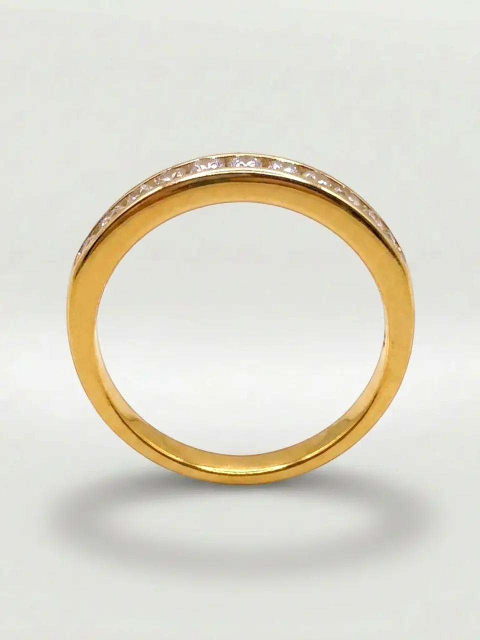 Anillo Medio Cintillo Resplandor Circón Oro 18k 3