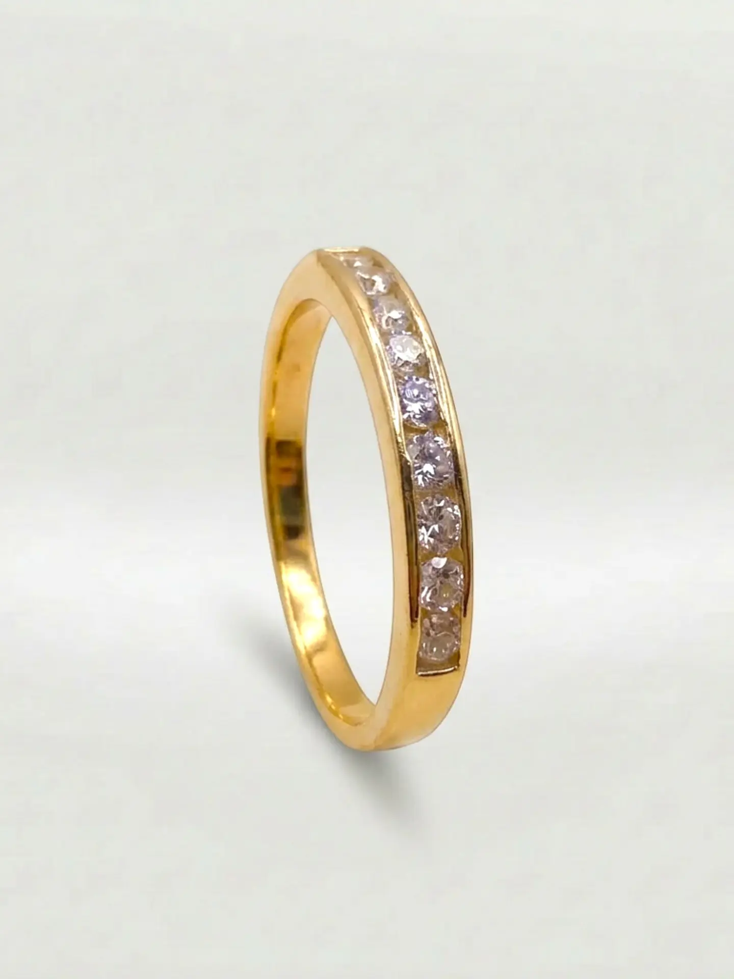 Anillo Medio Cintillo Resplandor Circón Oro 18k 4