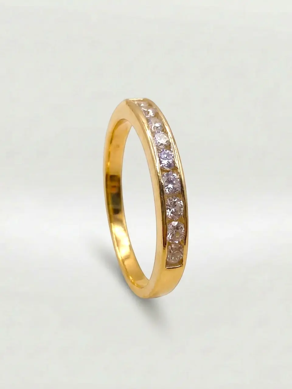 Anillo Medio Cintillo Resplandor Circón Oro 18k 4