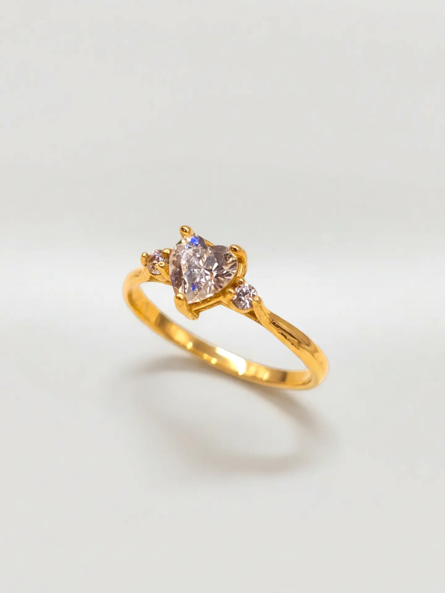 Anillo Princesa Corazón de Brillo Circón Oro 18k 4