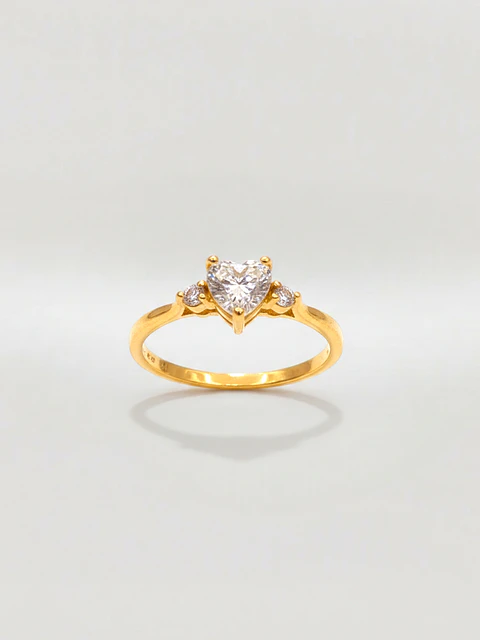 Anillo Princesa Corazón de Brillo Circón Oro 18k