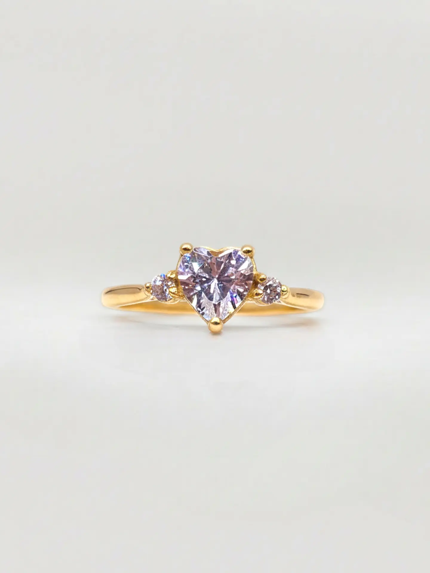 Anillo Princesa Corazón de Brillo Circón Oro 18k 3