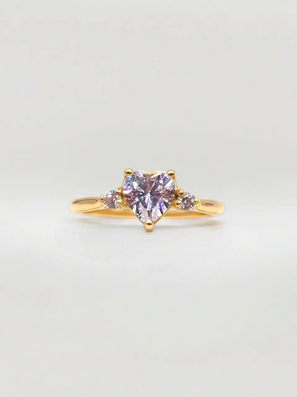 Anillo Princesa Corazón de Brillo Circón Oro 18k 3