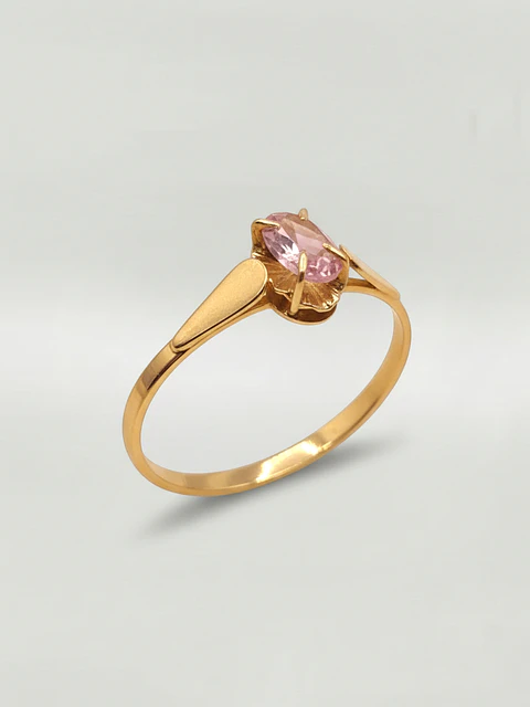 Anillo Chatón Oval Rosa de Francia Oro 18k