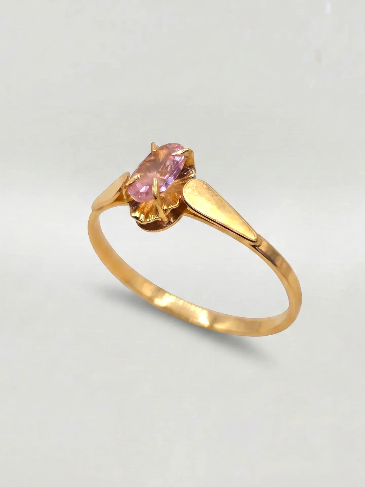 Anillo Chatón Oval Rosa de Francia Oro 18k 5
