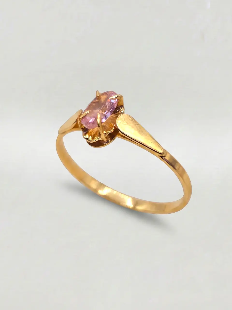 Anillo Chatón Oval Rosa de Francia Oro 18k 5