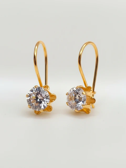 Aros Chatón Italiano Resplandor Circón Oro 18k