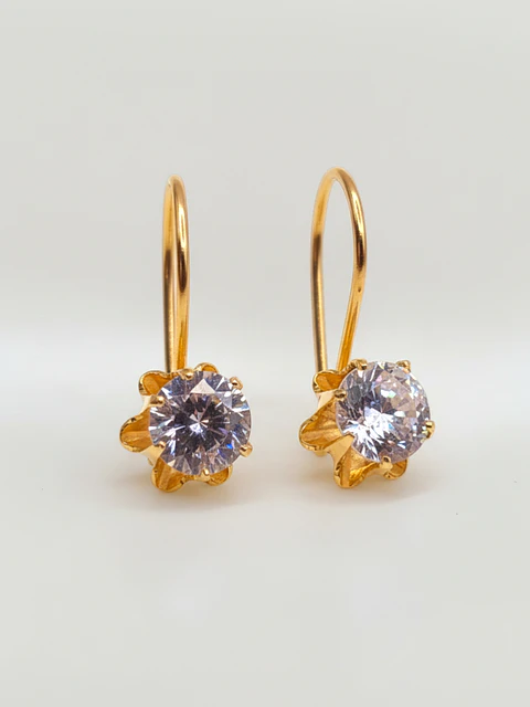 Aros Chatón Italiano Resplandor Circón Oro 18k