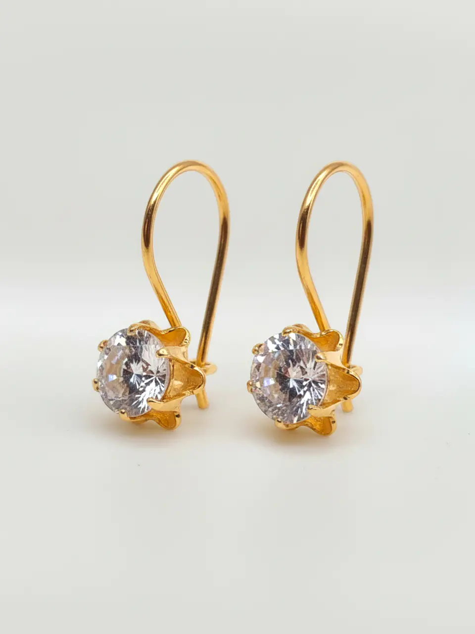 Aros Chatón Italiano Resplandor Circón Oro 18k 3