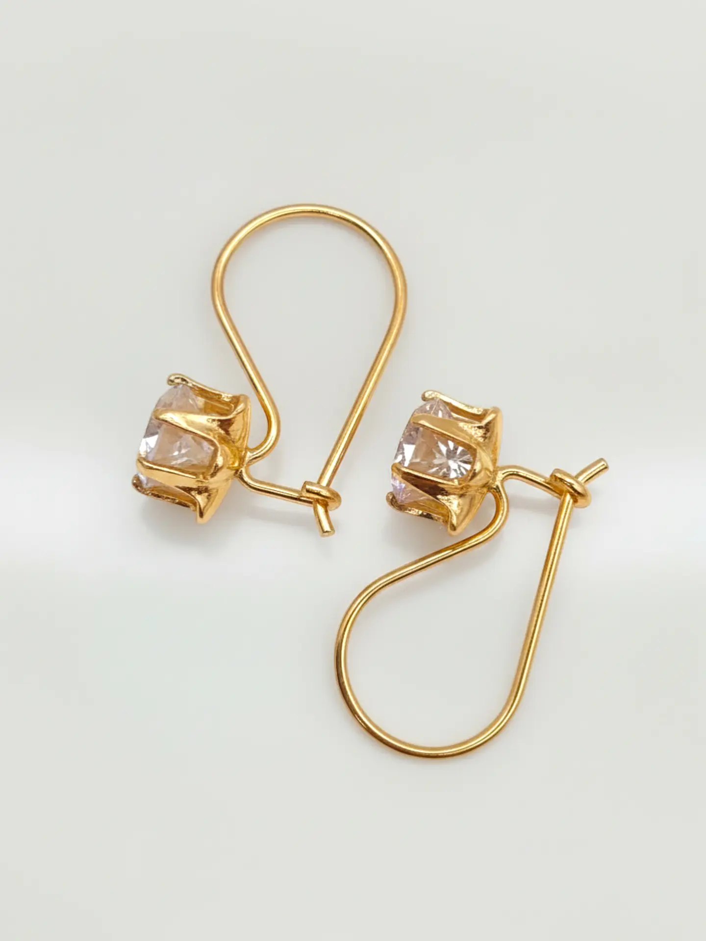 Aros Chatón Italiano Resplandor Circón Oro 18k 4