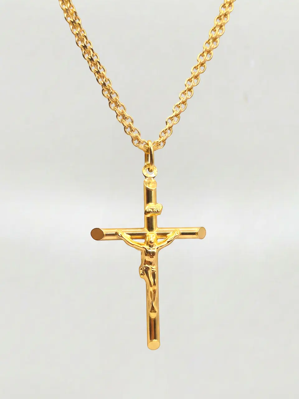 Cadena Tejido Chino con Cruz Sagrada Oro 18k 2