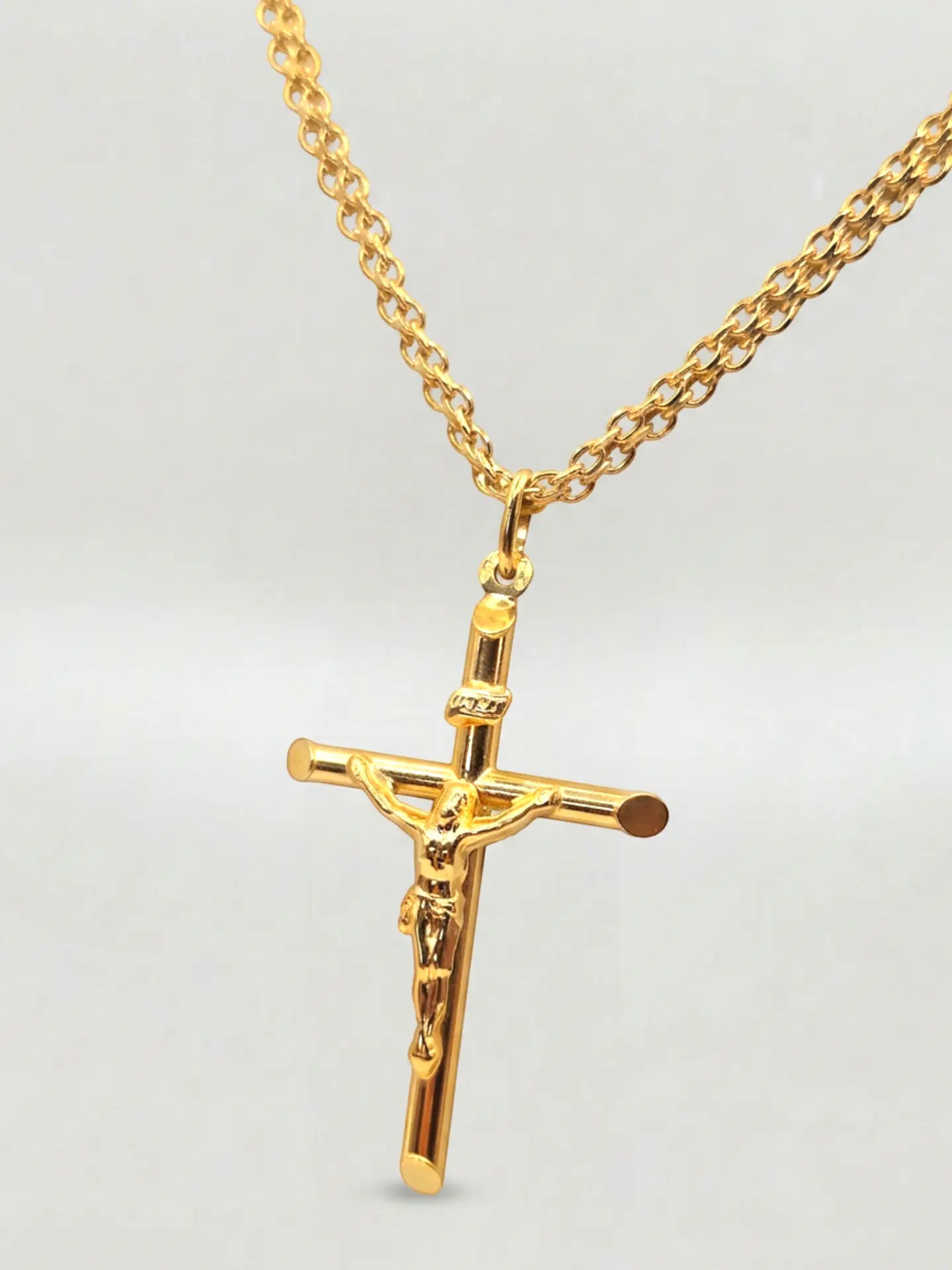 Cadena Tejido Chino con Cruz Sagrada Oro 18k 3