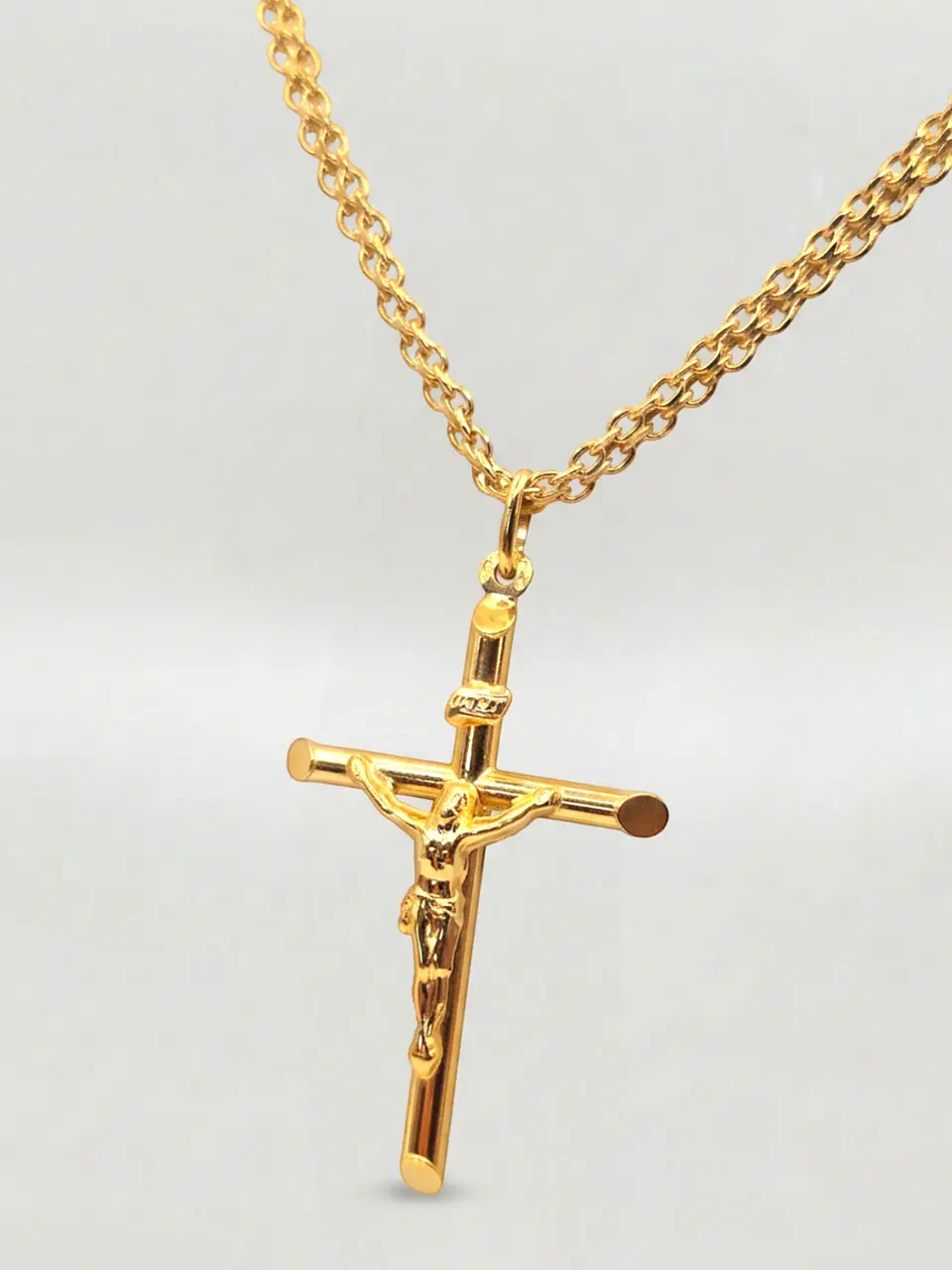 Cadena Tejido Chino con Cruz Sagrada Oro 18k 3