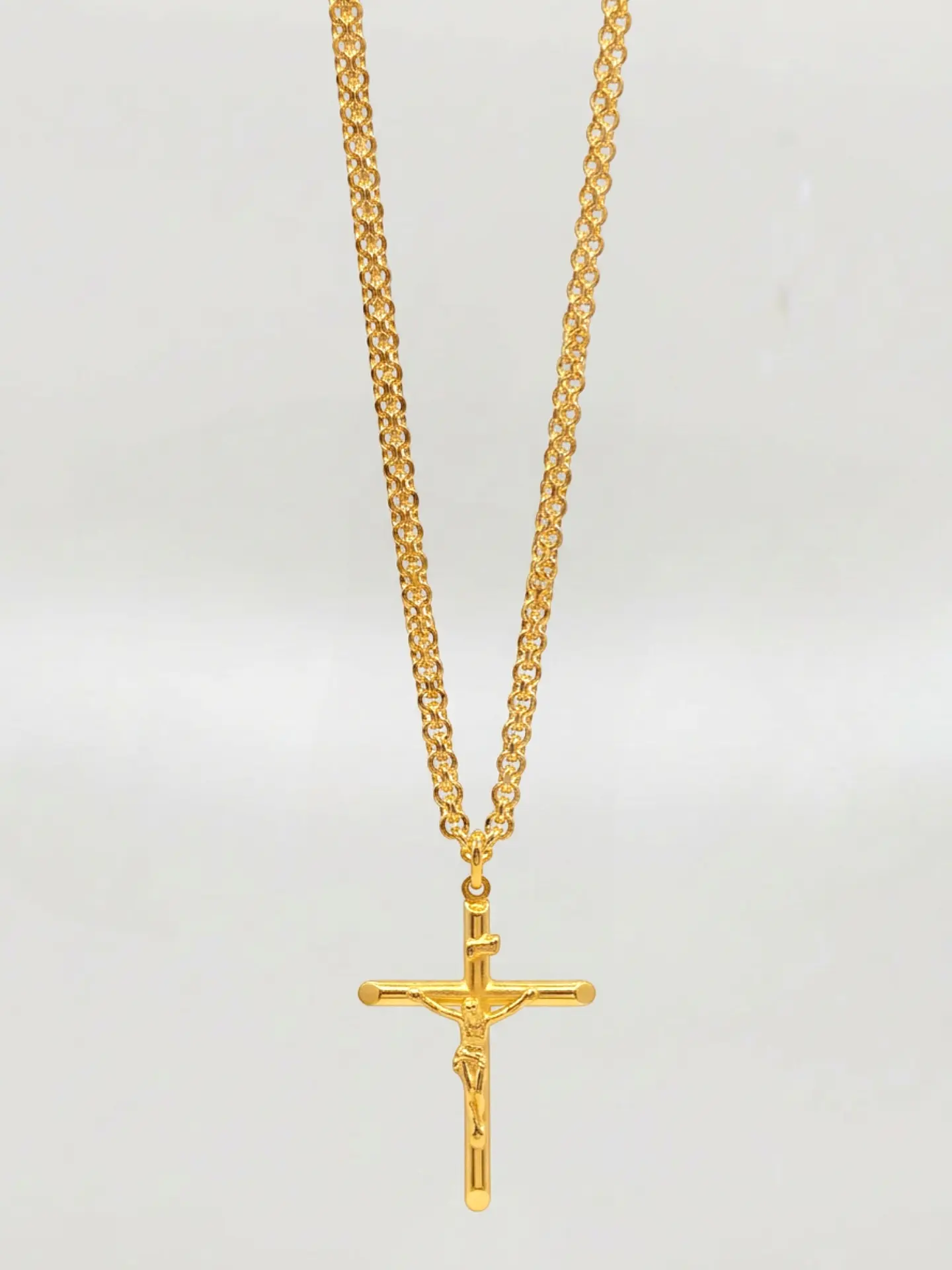 Cadena Tejido Chino con Cruz Sagrada Oro 18k 6