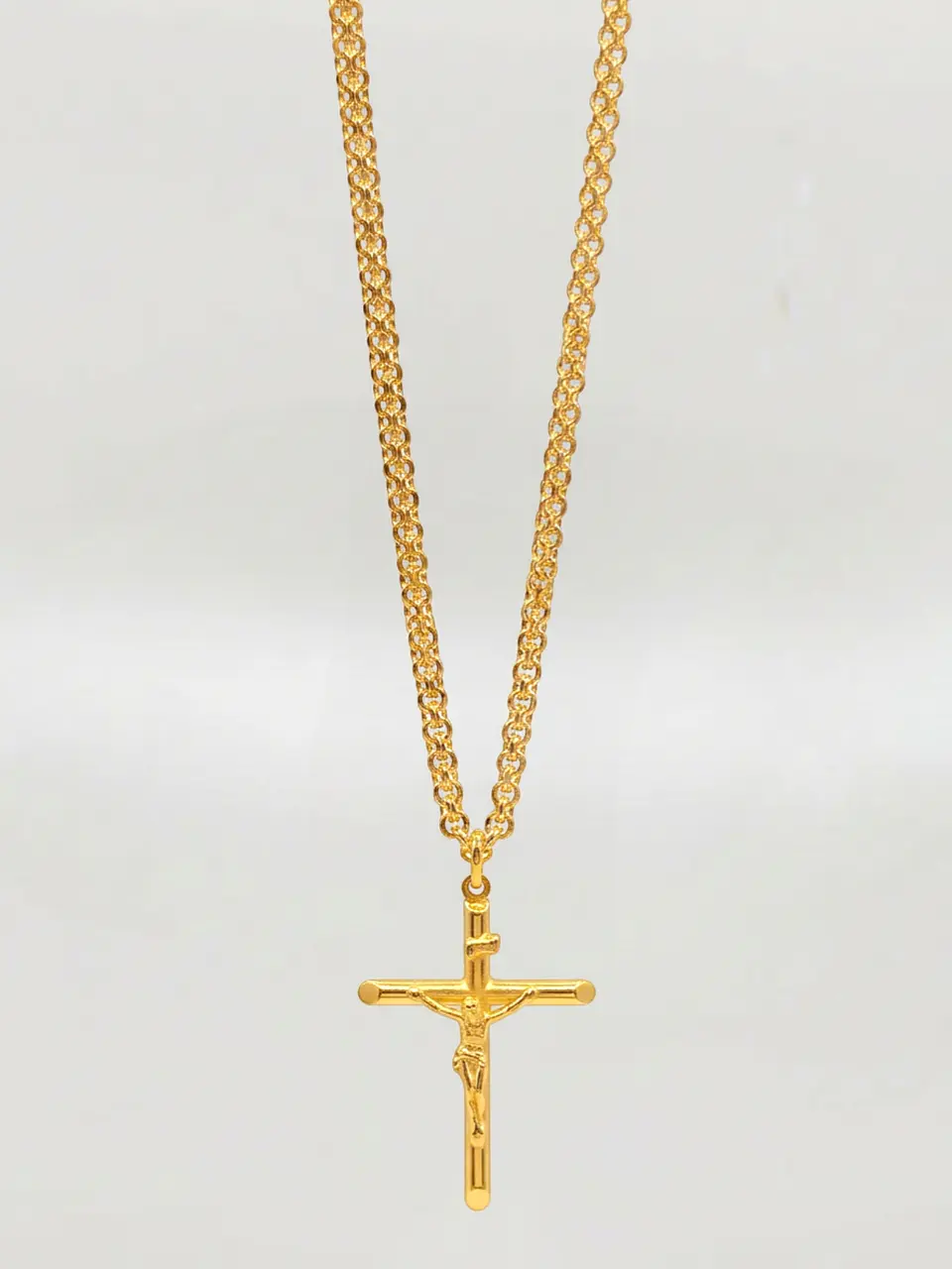 Cadena Tejido Chino con Cruz Sagrada Oro 18k 6