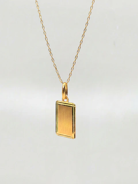 Cadena Identidad con Placa Bisel Oro 18k