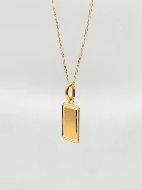 Cadena Identidad con Placa Bisel Oro 18k
