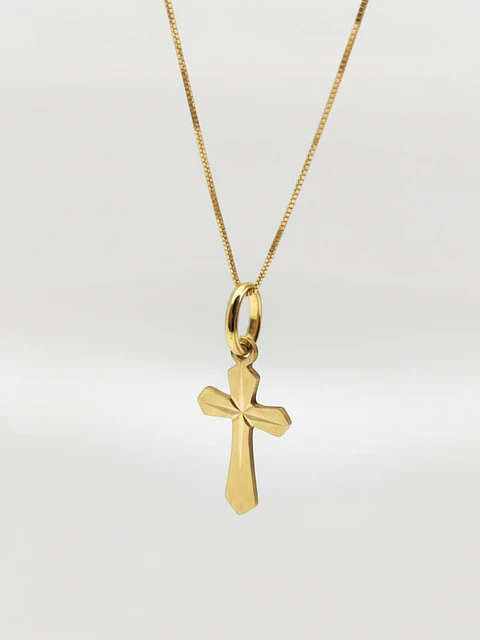 Cadena Veneciana Cruz Satín Sagrada Oro 18k