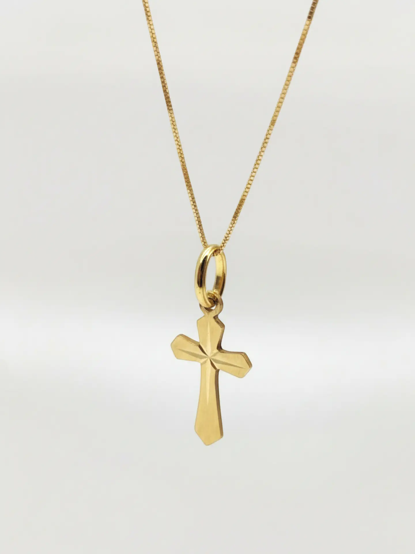 Cadena Veneciana Cruz Satín Sagrada Oro 18k 2