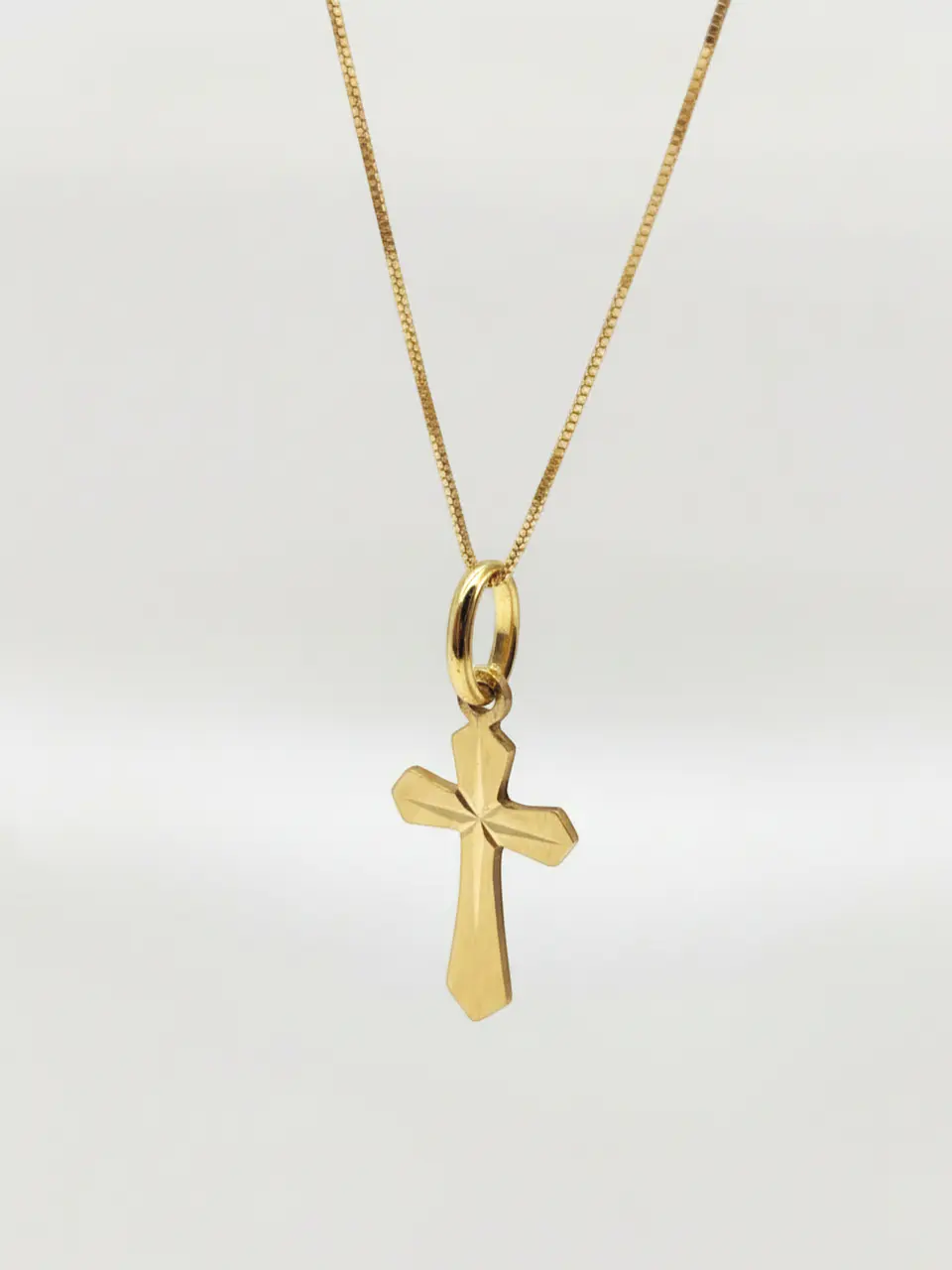 Cadena Veneciana Cruz Satín Sagrada Oro 18k 2