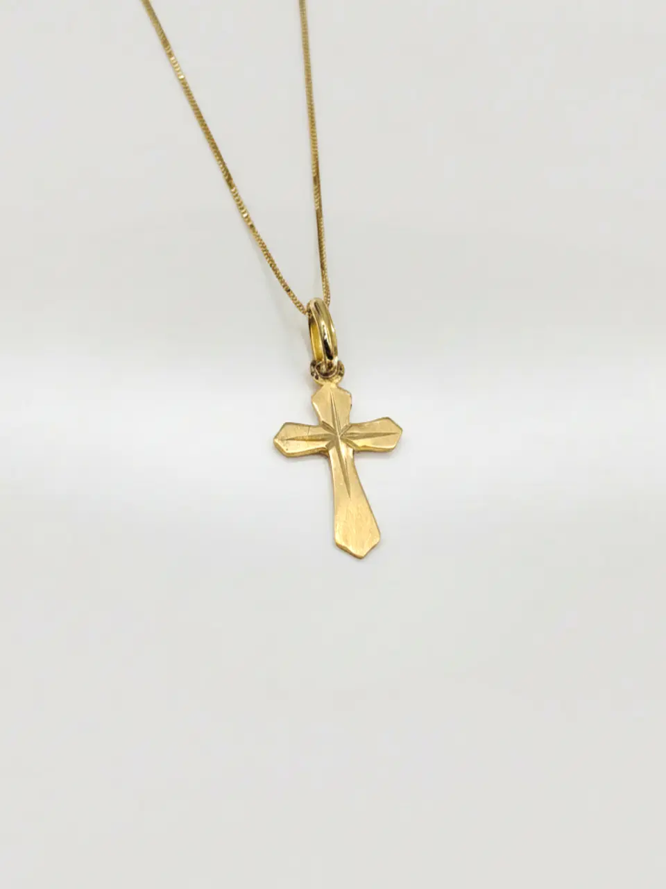 Cadena Veneciana Cruz Satín Sagrada Oro 18k 3