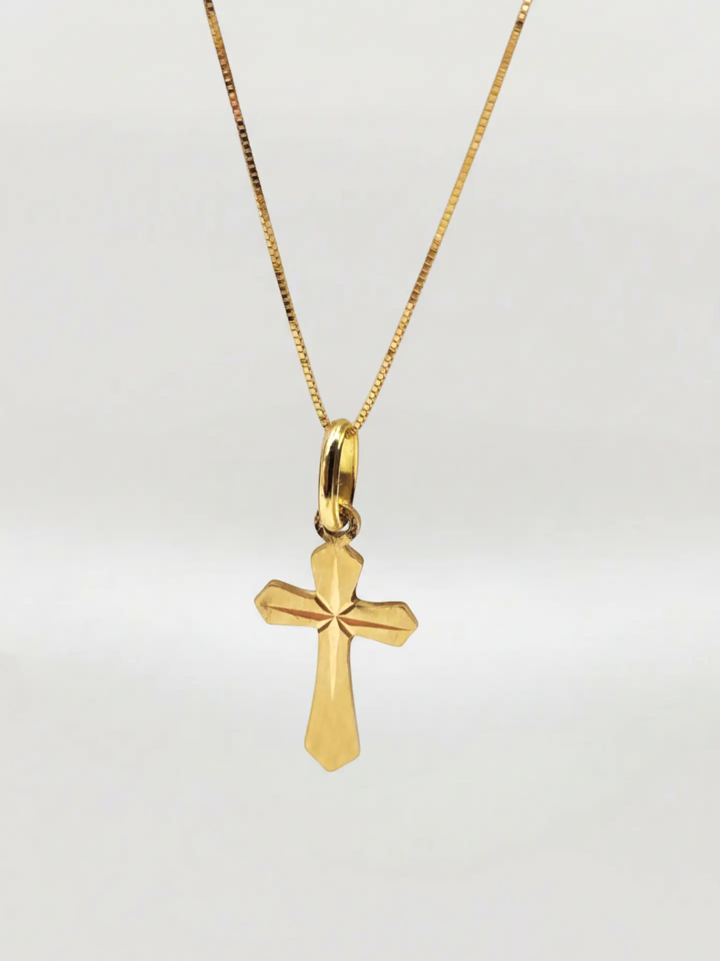 Cadena Veneciana Cruz Satín Sagrada Oro 18k 4