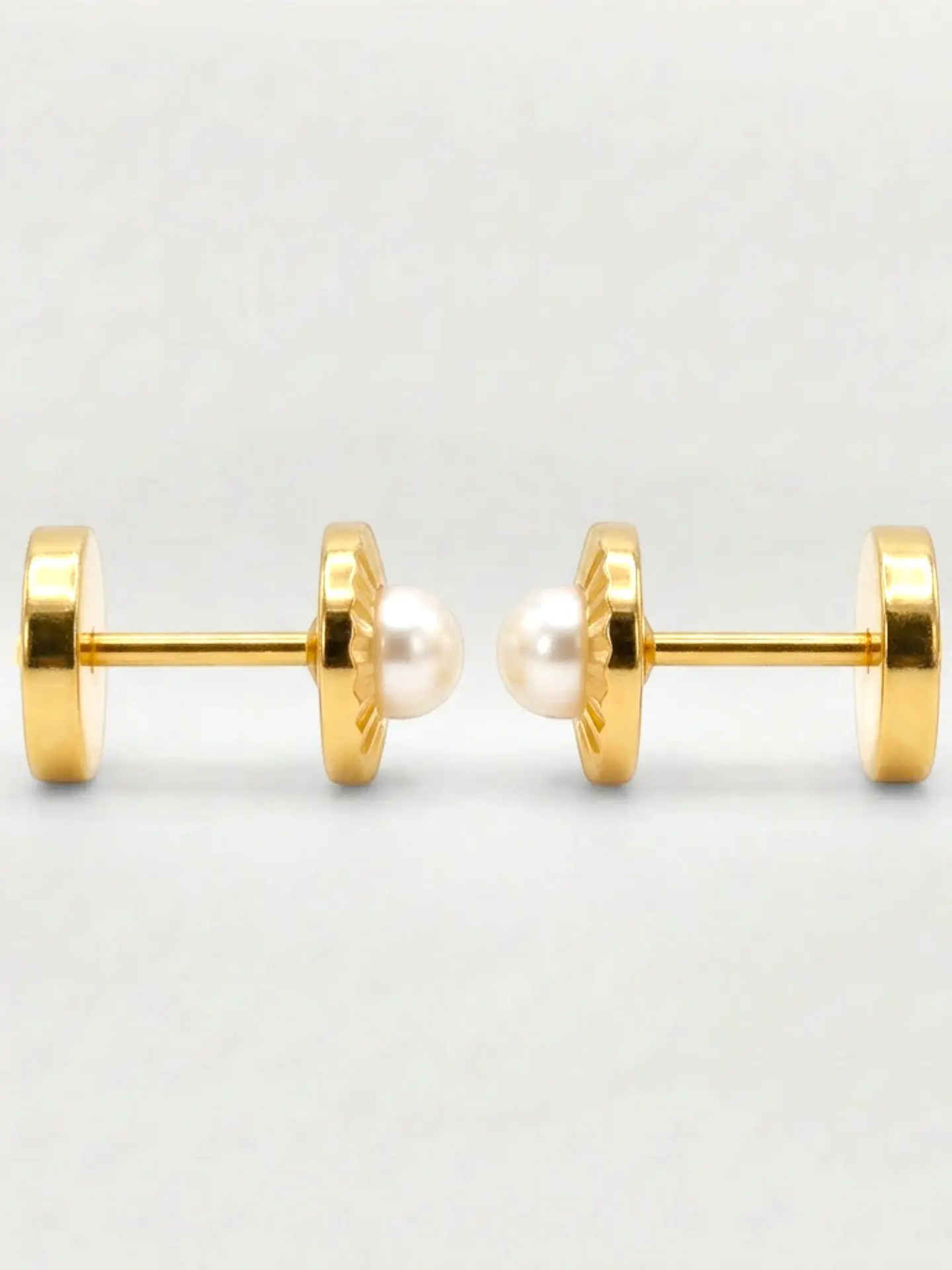 Aros Abridores Perla Cultivada Facetada Mediano Oro 18k 5