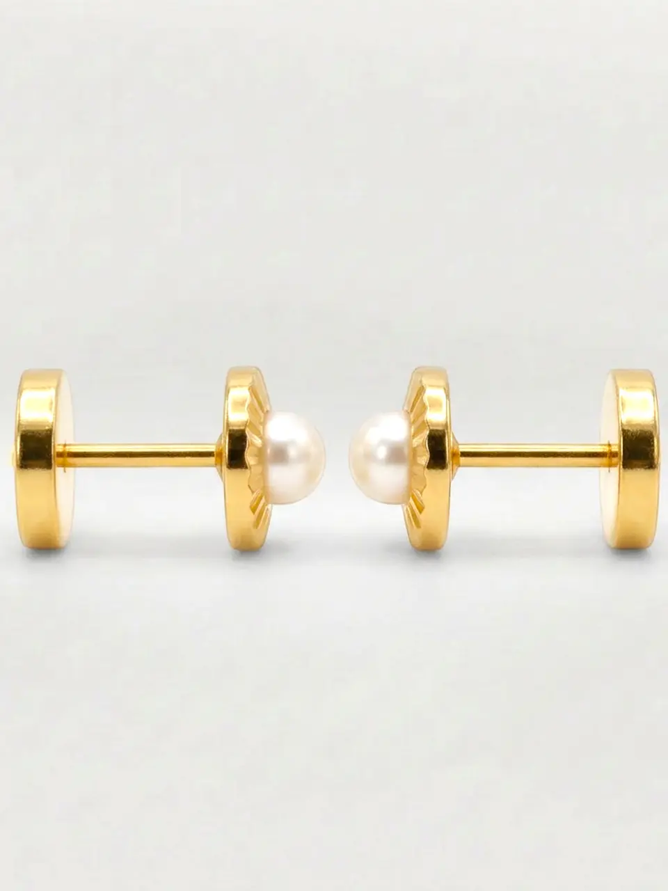 Aros Abridores Perla Cultivada Facetada Mediano Oro 18k 5