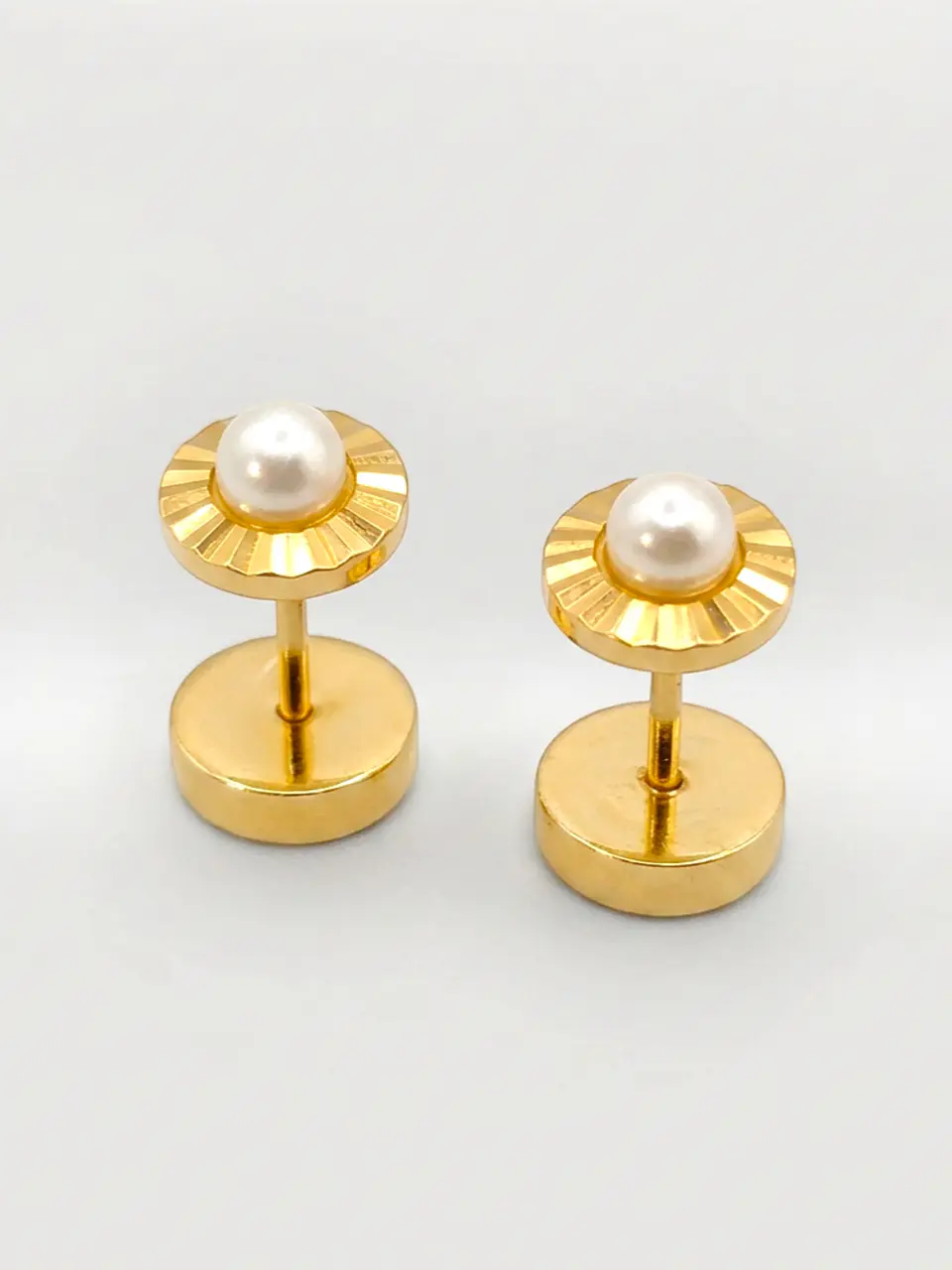 Aros Abridores Perla Cultivada Facetada Mediano Oro 18k 6