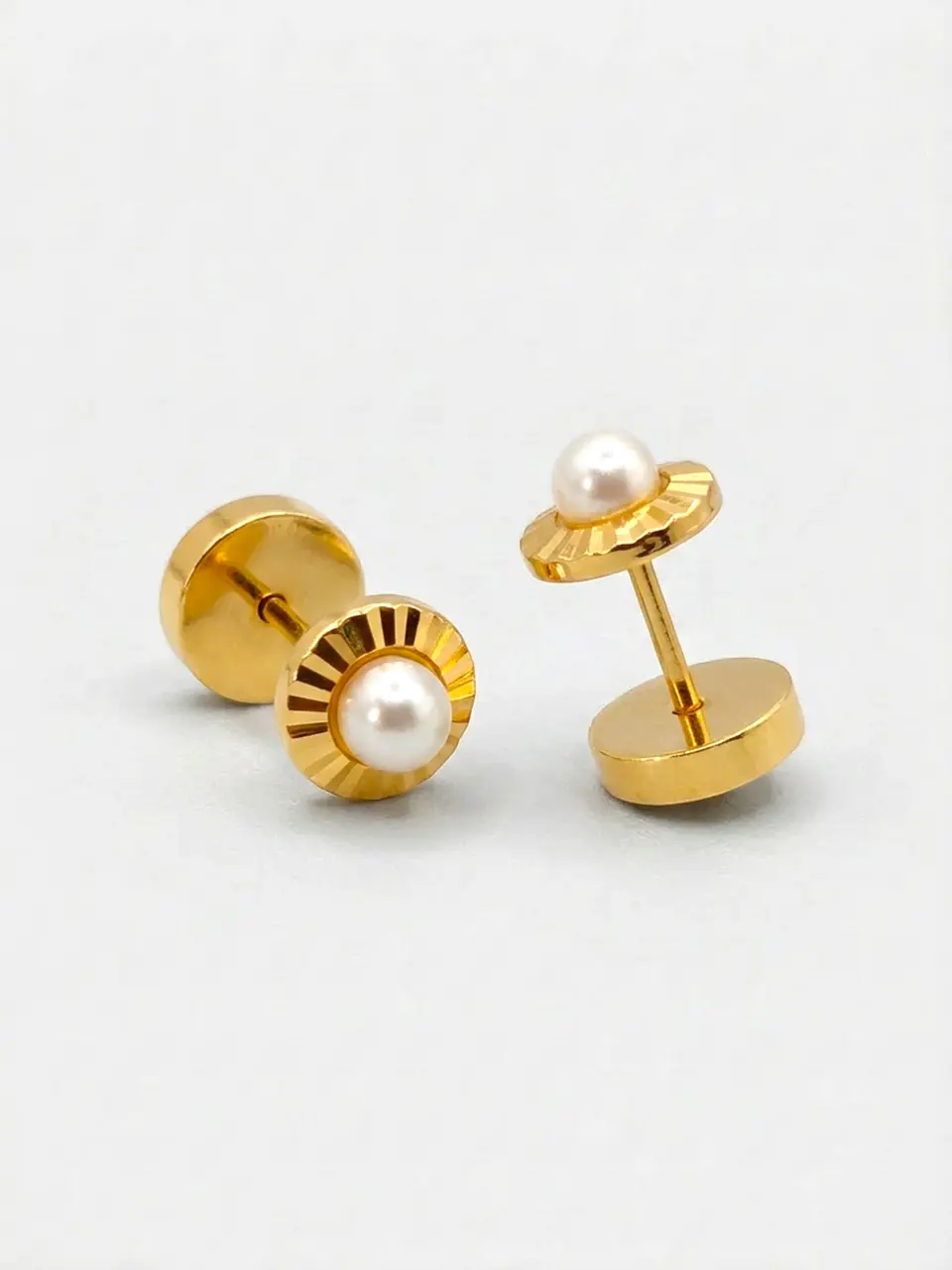 Aros Abridores Perla Cultivada Facetada Mediano Oro 18k 7