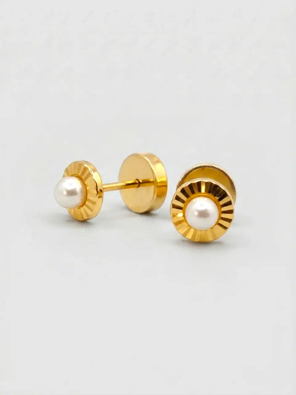 Aros Abridores Perla Cultivada Facetada Mediano Oro 18k 8