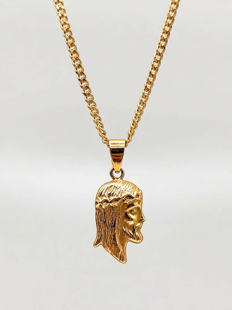 Conjunto Cadena Grumete y Cristo Fe Eterna Oro 18k