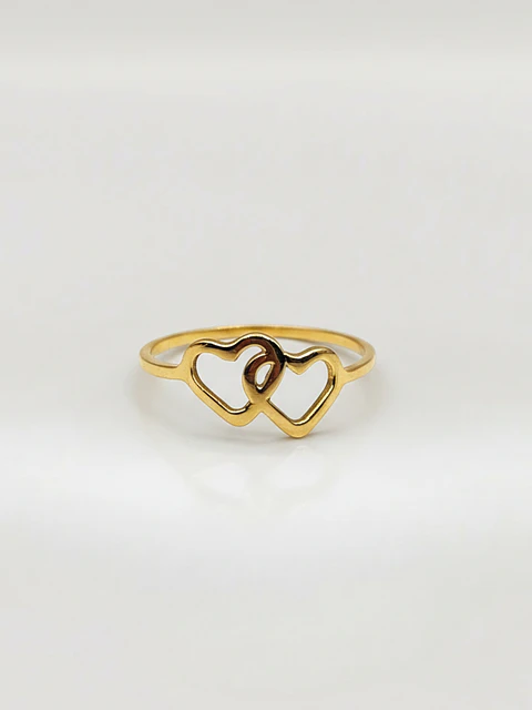 Anillo Almas Gemelas Doble Corazón Oro 18k