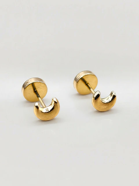 Aros Luna Creciente Mediano Oro 14k