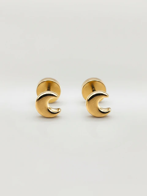 Aros Luna Creciente Mediano Oro 14k