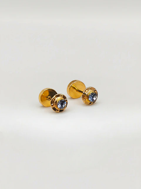 Aros Abridores Brisa de Mar Aguamarina Chico Oro 14k
