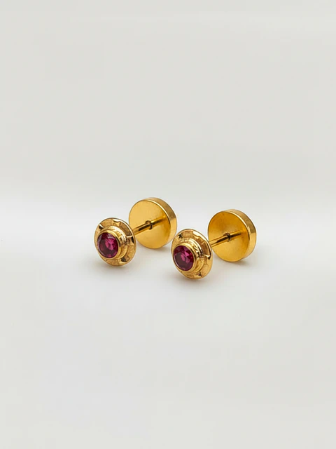 Aros Abridores Pasión de Rubí Chico Oro 14k