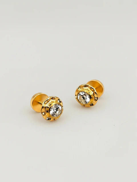 Aros Abridores Brillo Estelar Circón Mediano Oro 14k