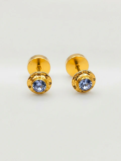 Aros Abridores Brisa de Mar Aguamarina Mediano Oro 14k