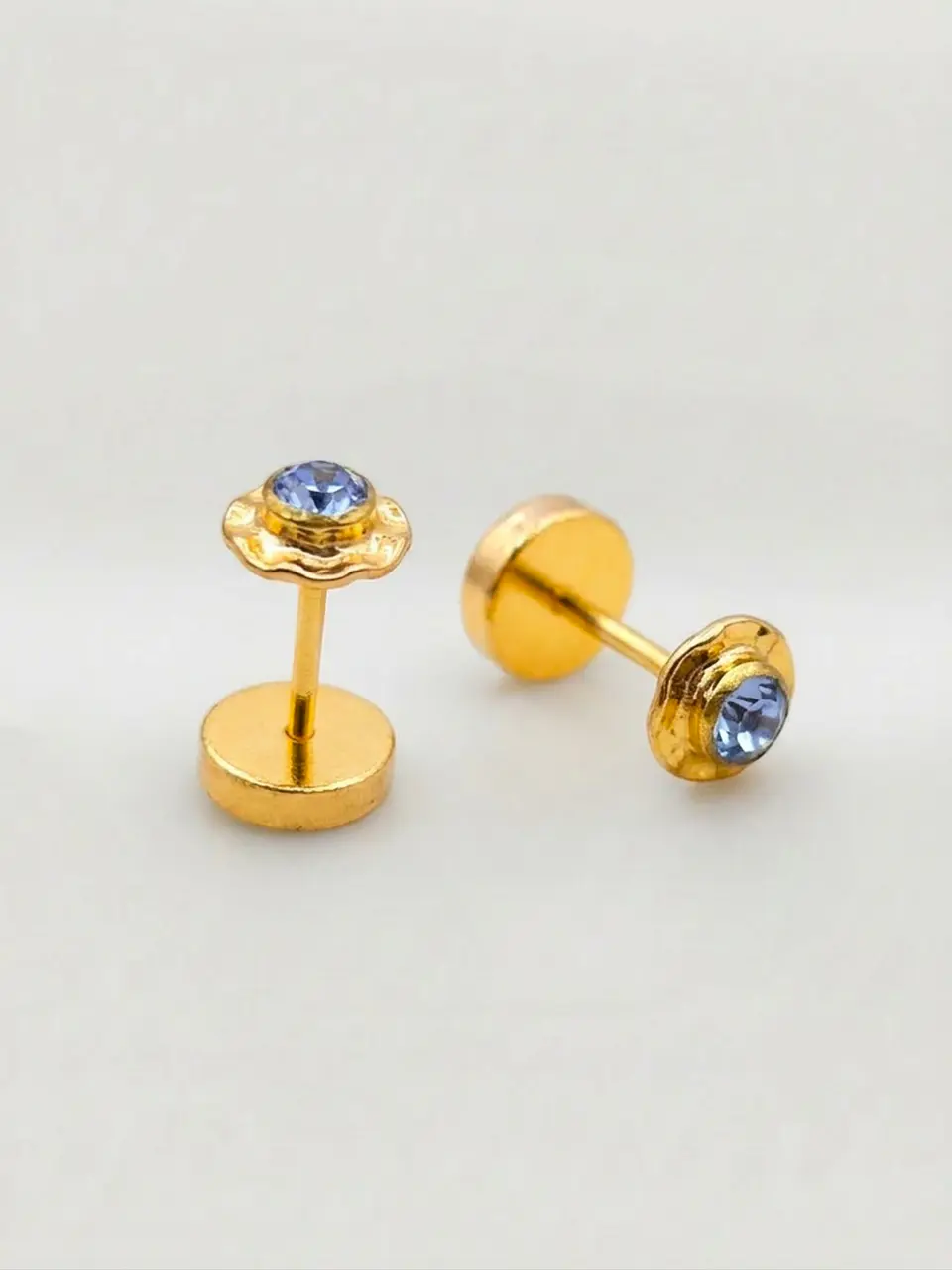 Aros Abridores Brisa de Mar Aguamarina Mediano Oro 14k 2