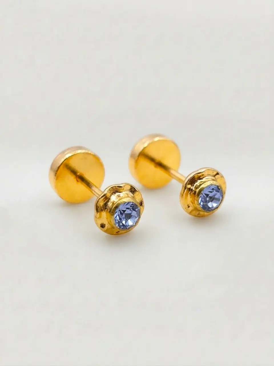 Aros Abridores Brisa de Mar Aguamarina Mediano Oro 14k 3