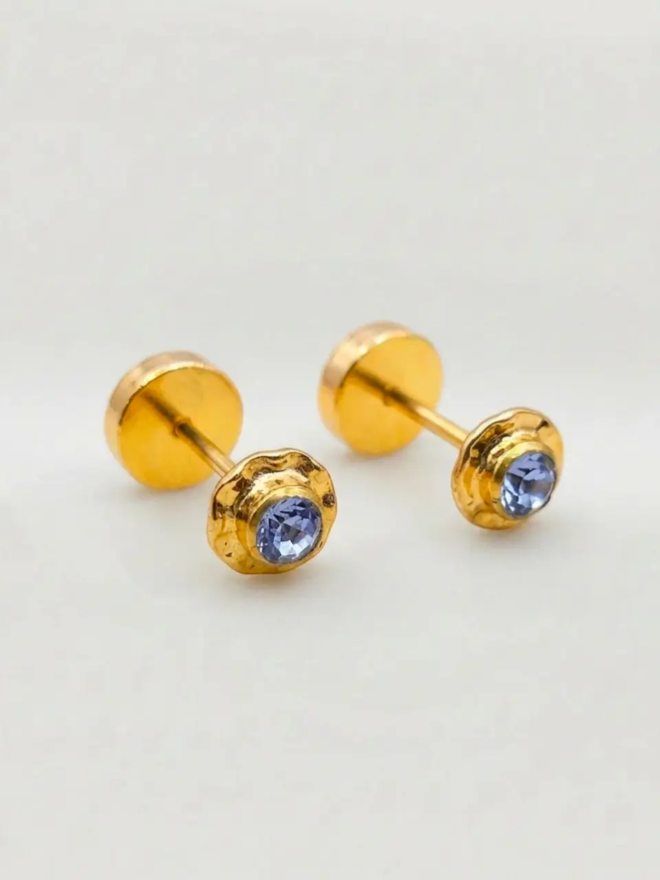 Aros Abridores Brisa de Mar Aguamarina Mediano Oro 14k 4