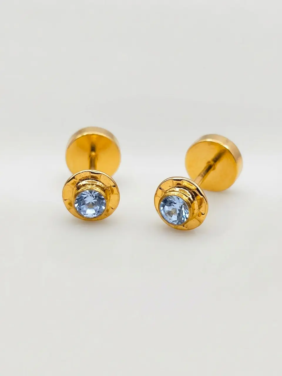 Aros Abridores Brisa de Mar Aguamarina Mediano Oro 14k 6