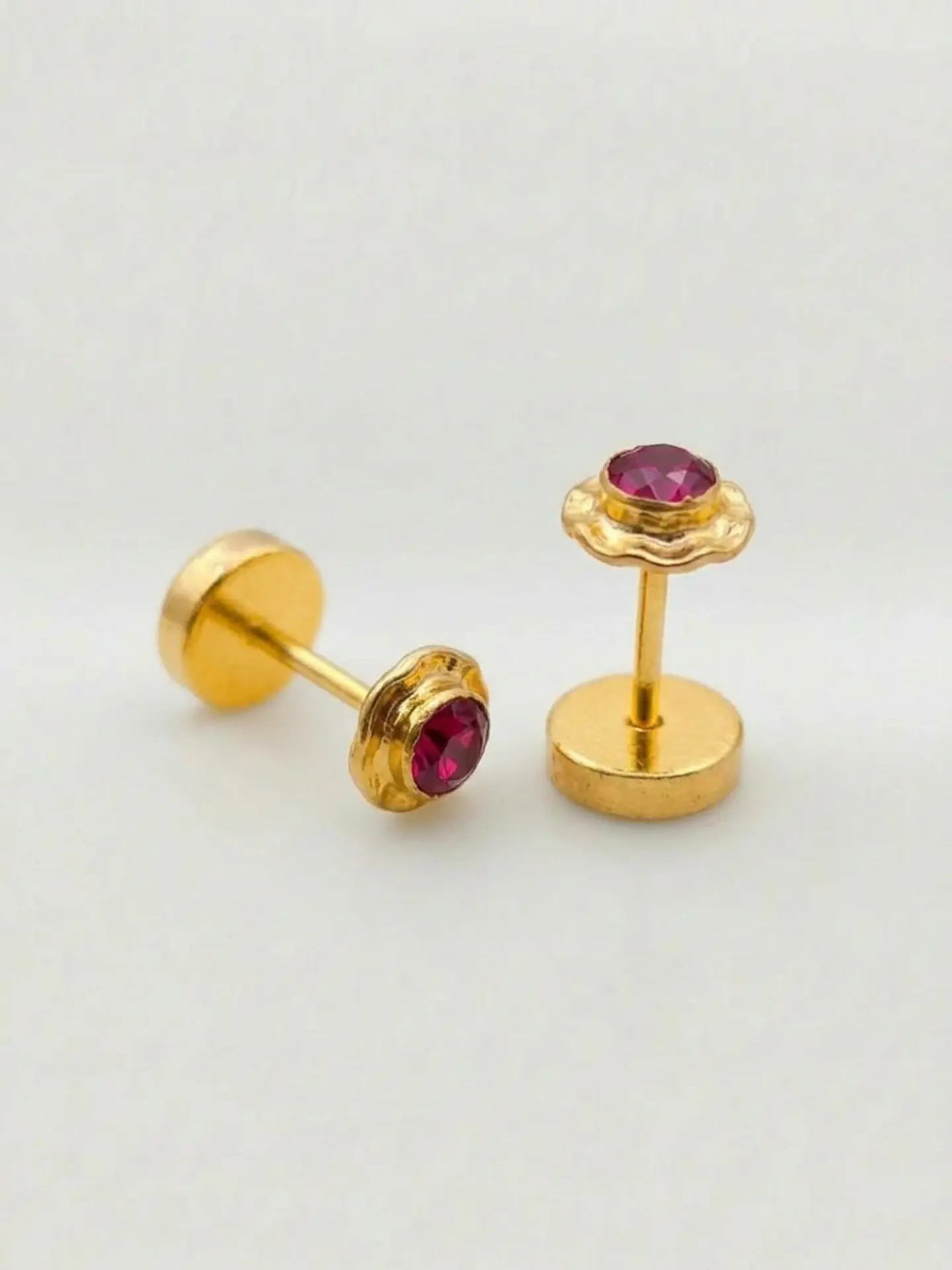 Aros Abridores Pasión de Rubí Mediano Oro 14k 2