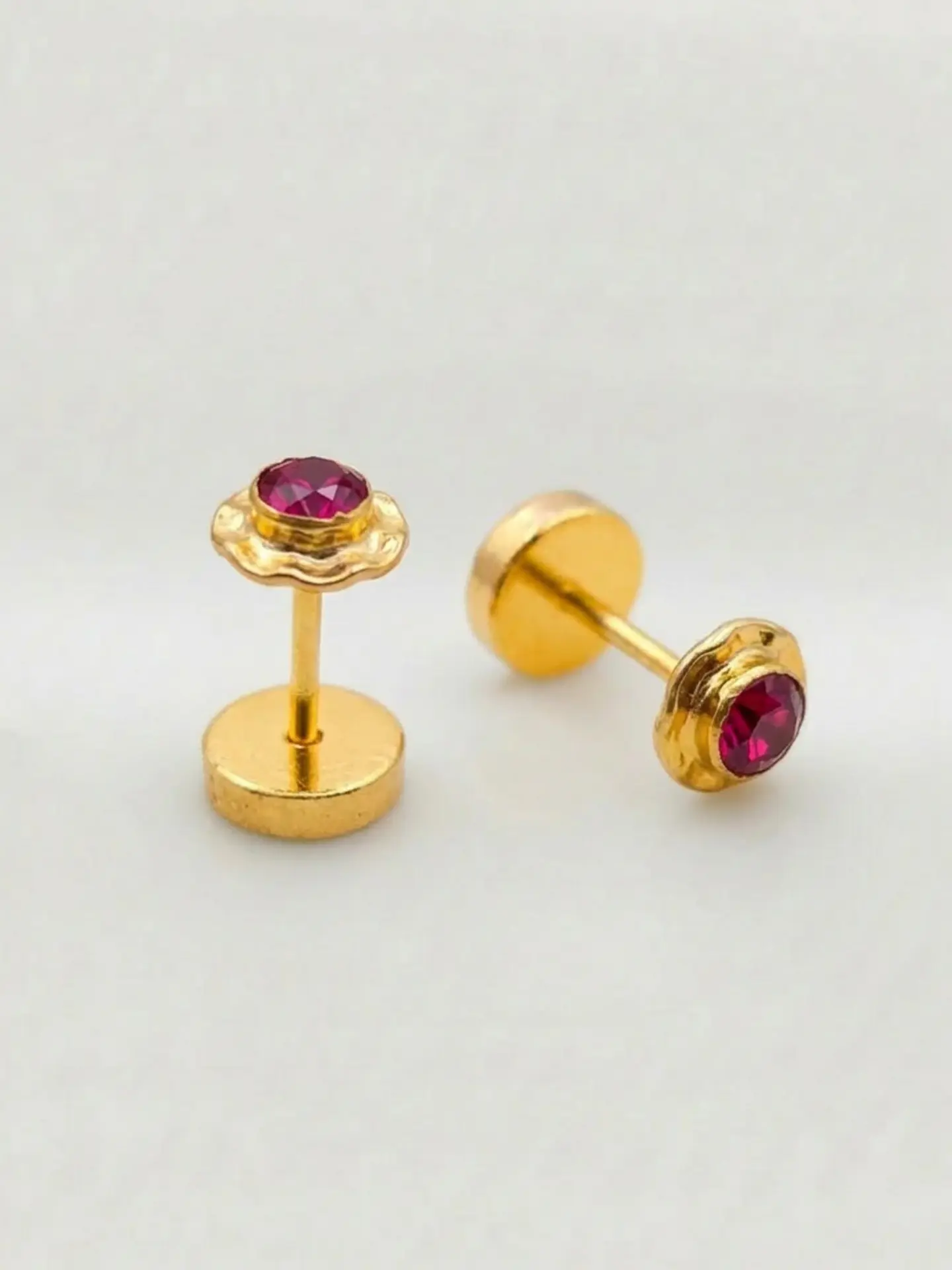 Aros Abridores Pasión de Rubí Mediano Oro 14k 4