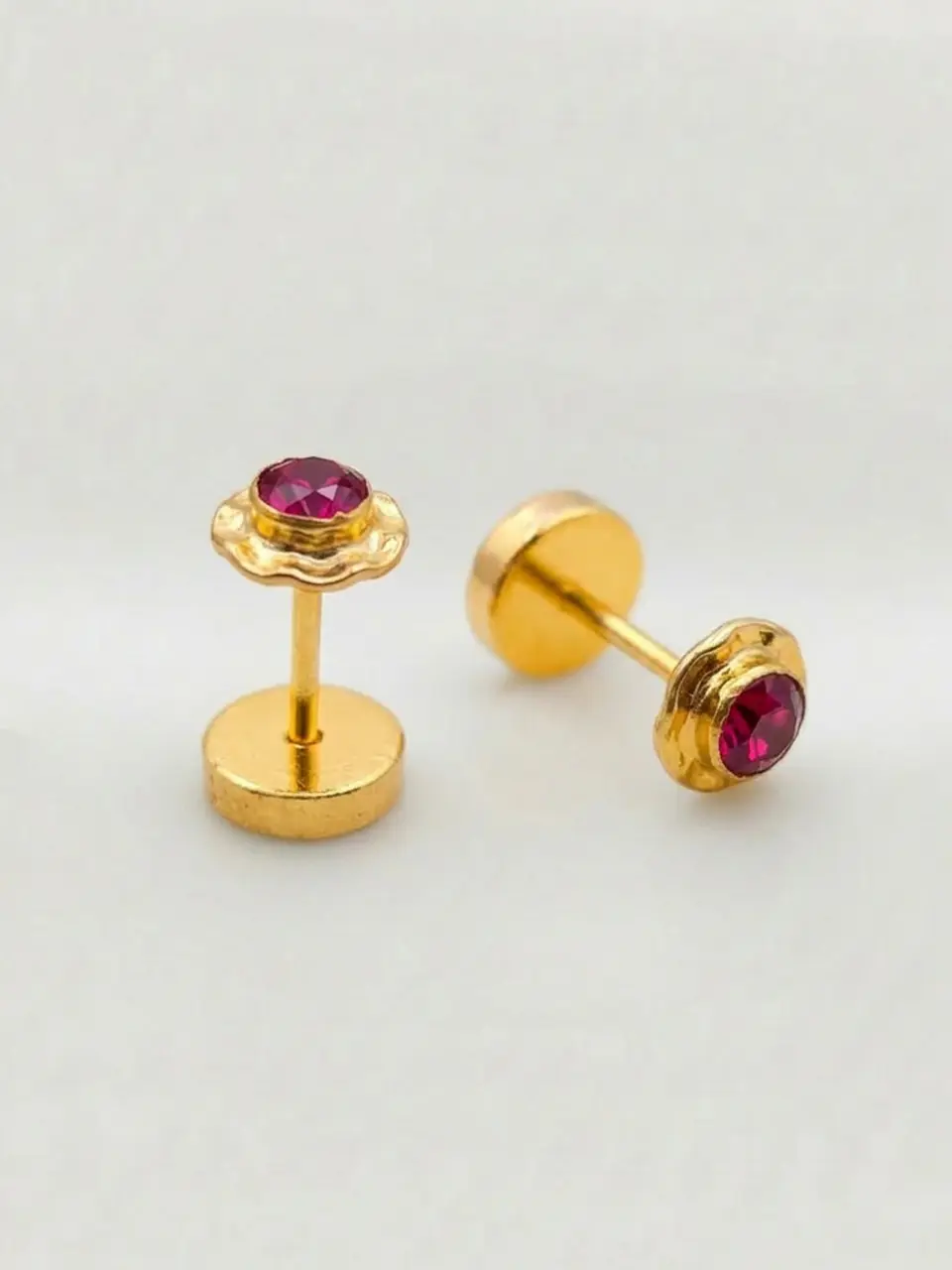 Aros Abridores Pasión de Rubí Mediano Oro 14k 4