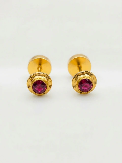 Aros Abridores Pasión de Rubí Mediano Oro 14k